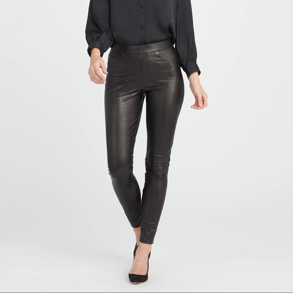 Spanx Leather-Like High Rise Ankle Skinny Pants